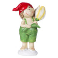 Garden Gnome Statue Holding Flower Resin Figurine for Outdoor Patio, Lawn, Yard and Fairy Garden Decor