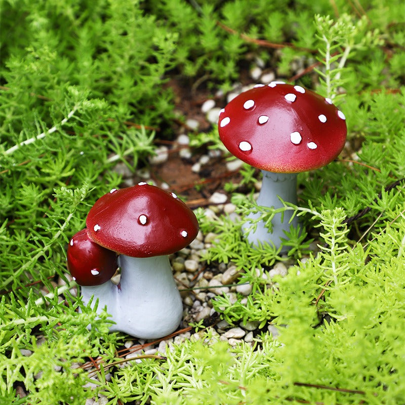 Red Artificial Mushroom Garden Ornament for Outdoor Patio, Lawn, Planter and Fairy Garden Decor