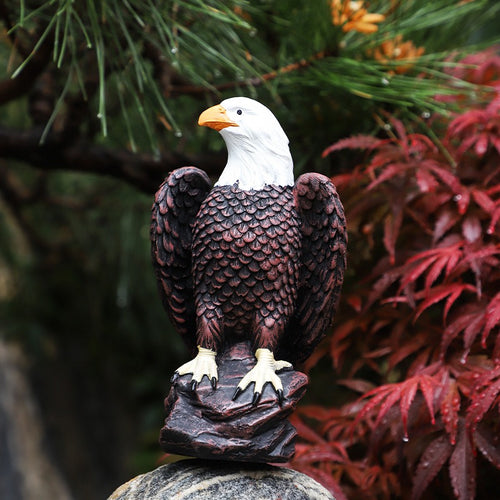 Bald Eagle Garden Statue Resin Eagle Figurine for Outdoor Patio, Lawn, Yard and Planter Decor