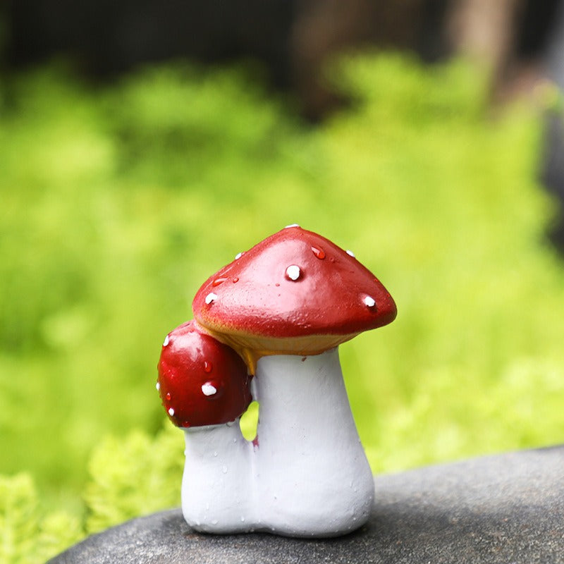 Red Artificial Mushroom Garden Ornament for Outdoor Patio, Lawn, Planter and Fairy Garden Decor